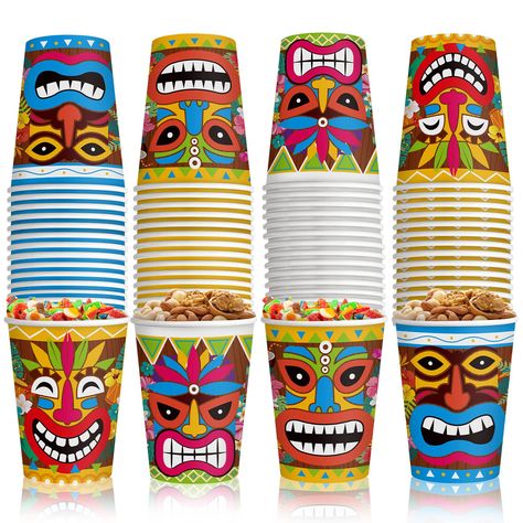 PRICES MAY VARY. Meet Your Party Needs: the package includes 60 pieces of tiki disposable cups in 4 different styles, the nice style combination and sufficient quantity can meet your party and daily decoration needs Vivid and Delicate Style: these Hawaiian party cups are designed with classic tiki elements, adding a fun and lively atmosphere to your party event, bringing a sense of mystery and bright colors to your party Appropriate Capacity to Use: the capacity of the luau cups for party is abo Tiki Party Decorations, Tiki Cups, Cute Party Decorations, Hawaii Decorations, Beach Drinking, Pool Party Decor, Summer Cups, Hawaiian Bbq, Luau Party Decorations