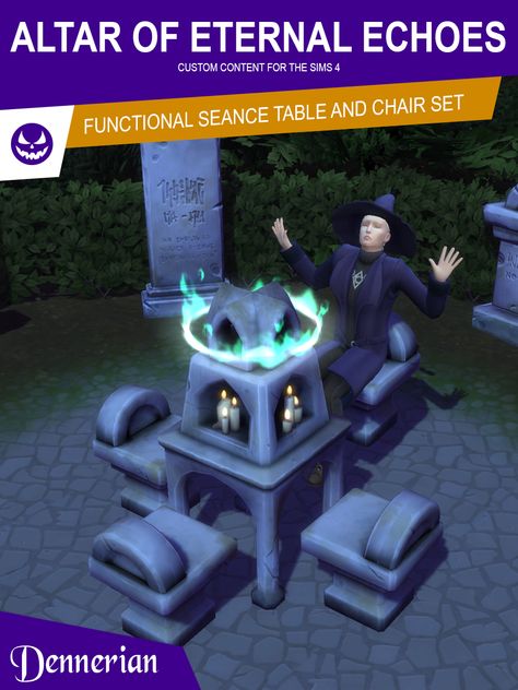 Sims 4 CC - Altar of Eternal Echoes Seance Table — DennerianCC Sims 4 Occult Challenge, Sims 4 Haunted Cc, Sims 4 Menu Override, Sims 4 Religious Cc, Ts4 Occult Cc, Occult Sims 4, Occult Sims 4 Cc, Sims 4 Supernatural Cc, Sims 4 Spellcaster Cc