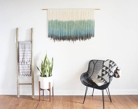 Seafoam | dip dye wall hanging | yarn tapestry | beach house decor | The Boho Loft Dip Dye Wall Hanging, Boho Loft, Macrame Headboard, Yarn Wall Art, Yarn Wall, Wall Hanging Macrame, Master Decor, Yarn Wall Hanging, Hanging Macrame