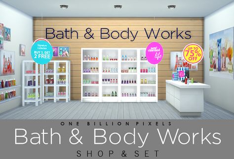 One Billion Pixels: Bath & Body Works Shop & Set Sims 4 Shopping Bags Cc, Sims 4 Restaurant, Alpha Cc, Sims Packs, Sims 4 Clutter, School Routine, Sims 4 Cc Makeup, Sims 4 Cc Skin, Free Sims