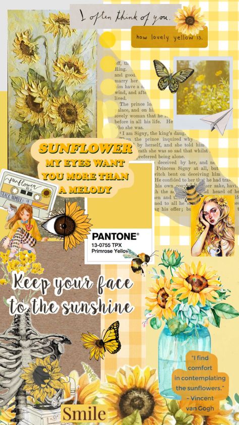 #sunflower #sunflowers #yellowaesthetic #yellow #flowers #yellow Goblin Korean Drama Wallpaper, Diy Wall Hanging Yarn, Sunshine Wallpaper, Satisfying Pictures, Vintage Scrapbook Paper, Positive Wallpapers, Diy Journal Books, Flowers Yellow, Pretty Pins