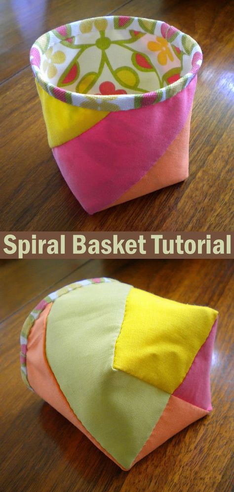 Fabric Baskets Diy Free Pattern, Small Fabric Baskets, Stitch Pots, Basket Tutorial, Pink Basket, Fabric Bowls, Twist Pattern, Fabric Basket, Bag Sewing