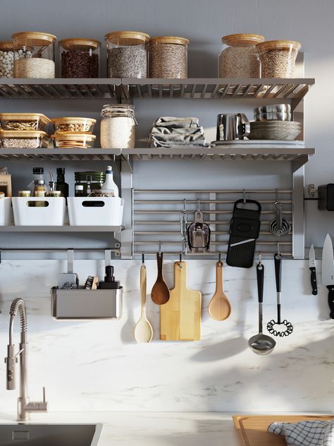 Create a professional kitchen at home - IKEA Professional Kitchen At Home, Organiser Cucina, Magnetic Knife Rack, House Storage, Small Kitchen Storage, Chefs Kitchen, Professional Kitchen, Kitchen Drawers, Restaurant Kitchen