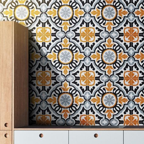 Polo Decor, Moorish Design, Orange Tiles, Moroccan Mosaic, Encaustic Tile, Grey Tiles, Accent Tile, Tile Stores, Moroccan Tile