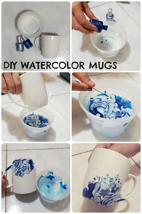 Backyard Crafts, Nail Polish Crafts, Mug Crafts, Alcohol Ink Crafts, Ink Crafts, Diy Ostern, Diy Crafts For Adults, Diy Mugs, Diy Watercolor