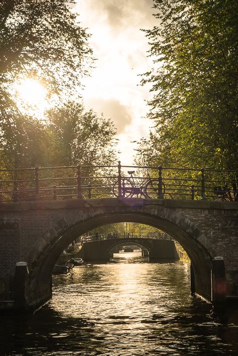 Canal bridges at sunset in Amsterdam, The Netherlands Amsterdam Bridge, Painting Reference, River House, Dream City, Urban Living, Dance Photography, Photography Inspo, My Website, The Netherlands