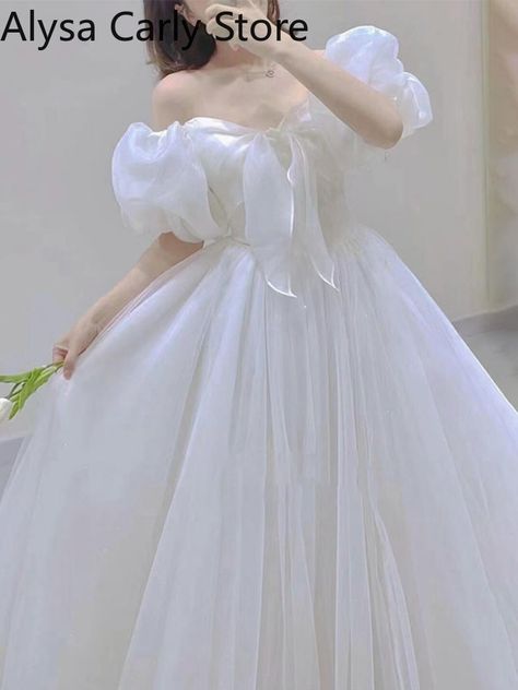 Princess Dress Women, Wedding Dress Women, Fairy Princess Dress, Korean Kawaii, Female Dress, White Dress Party, Long White Dress, Casual Evening, Vestidos Vintage