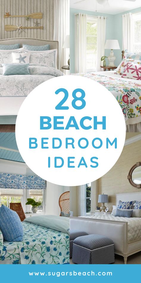 Beach Bedroom Ideas - Get a little piece of the ocean in your bedroom with these coastal style designs. Perfect romantic decor ideas for adults or teens. The Beach Life is waiting for you! Beach Bedroom Ideas, Bedroom Ideas Beach, Themed Bedrooms, Beach House Tour, Beachy Bedroom, Beach Themed Bedroom, Beach House Bedroom, Beach Bedroom Decor, Bedrooms Ideas