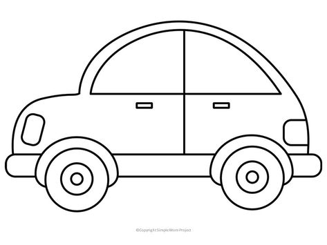 Free Printable Car Template - Simple Mom Project Preschool Family Theme, Simple Car Drawing, Car Learning, Painting Sheets, Transportation Crafts, Paper Car, Cool Car Drawings, Car Craft, Cars Coloring Pages