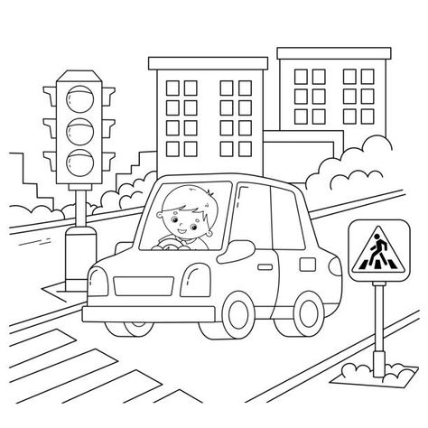 Light Coloring Page, Outline Cartoon, Transportation Unit, Sunday School Coloring Pages, Motivational Quotes Wallpaper, Black And White Cartoon, Baby Painting, Cartoon Car, Car Driving