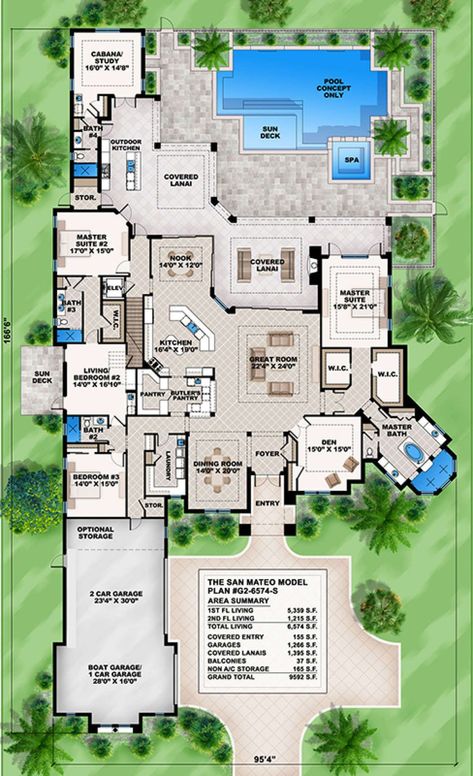 Seascape House Plan - Weber Design Group Rumah Moden, 6 Bedroom House Plans, Florida House Plans, Mediterranean Mansion, Mediterranean House Plan, Luxury Plan, Mediterranean Interior, Floor Bloxburg, Mediterranean House Plans