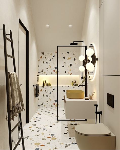 Terrazzo Bathroom, Drawing Room Decor, Washroom Design, Bathroom Redesign, Bathroom Design Inspiration, Bathroom Design Decor, Toilet Design, Bathroom Inspiration Decor, Bathroom Style