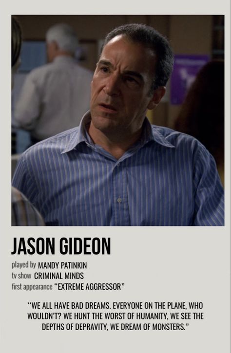 minimal polaroid character poster for jason gideon from criminal minds Criminals Minds Gideon, Crimal Minds Gideon, Jason Gideon Icon, Jason Gideon Aesthetic, Well Collage, Jason Gideon, Cm Aesthetic, Disney Sheet Music, Alt Posters