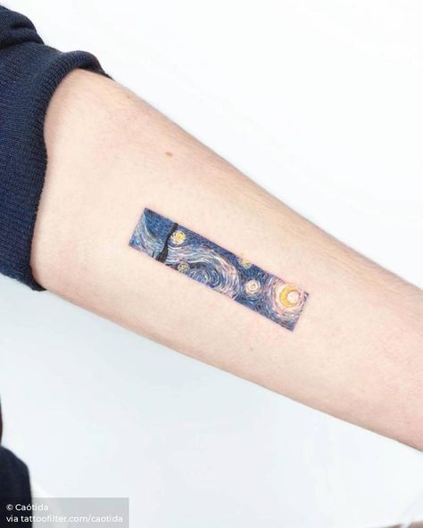 ✨Starry Night - Vincent Van Gogh ✨ Starry Night Van Gogh Tattoo, Starry Night Tattoo Ideas, Stary Night Tattoos, Van Gogh Tattoo Ideas, Van Gogh Starry Night Tattoo, Vincent Van Gogh Tattoo, Night Sky Tattoos, Starry Night Tattoo, Van Gogh Tattoo