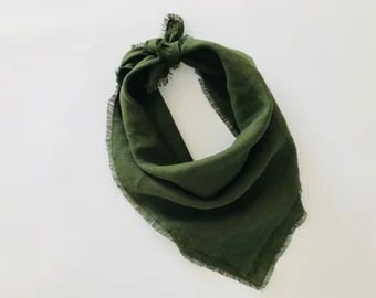 Reusable zero waste eco friendly linen products by Coolandmellow Triangle Head Scarf, Green Bandana, Triangle Head, Linen Shawl, Wrapping Cloth, Triangle Scarf, Bandana Scarf, Wrist Band, Warm Scarf