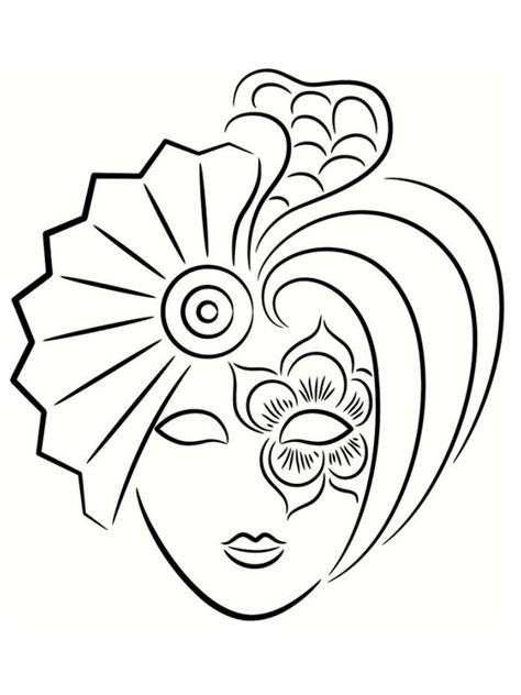 Si vous cherchez un coloriage de Mardi Gras, vous êtes au bon endroit !! Voici la sélection de coloriages gratuits sur le thème du carnaval de Jeux et Co... Coloring Mask, Theme Carnaval, Venetian Carnival Masks, Mask Drawing, Venetian Masks, Parchment Craft, Carnival Masks, 로고 디자인, Coloring Book Pages