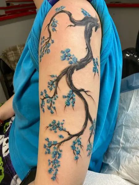 Branch With Flowers Tattoo, Tattoo Cherry Blossoms, Tator Tot Casserole Recipe Easy, Tatoos Men Ideas, Easy Tatoos, Tatoos Woman, Cherry Blossom Tattoos, Blue Flower Tattoos, Tree Branch Tattoo