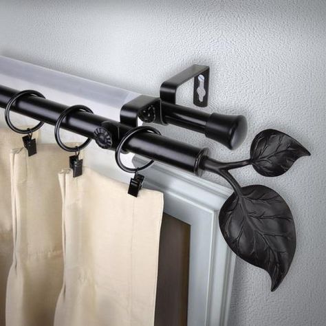 Unique Curtain Rod Ideas, Corner Curtain Rod, House Curtains, Corner Curtains, Double Curtain Rod, Bath Light Fixtures, Double Rod Curtains, Double Curtains, Cool Curtains