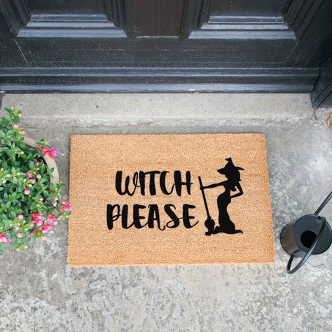 Coir Matting, Halloween Mat, Front Door Accessories, Funny Door Mat, Witch Please, Autumn Weather, Halloween Door Mat, Laser Ideas, Faux Pumpkins