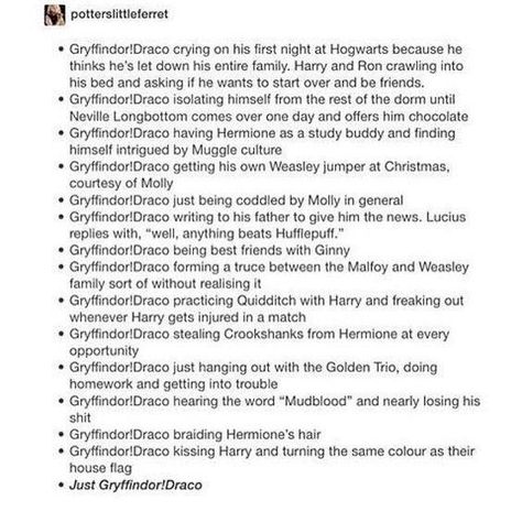 I like that Lucius doesn’t really care and just says “anything’s better than hufflepuff” Gryffindor Draco, Slytherin Draco, Slytherin Harry, Harry Draco, Gay Harry Potter, Harry Potter Feels, Yer A Wizard Harry, Harry Potter Ships, Big Mood