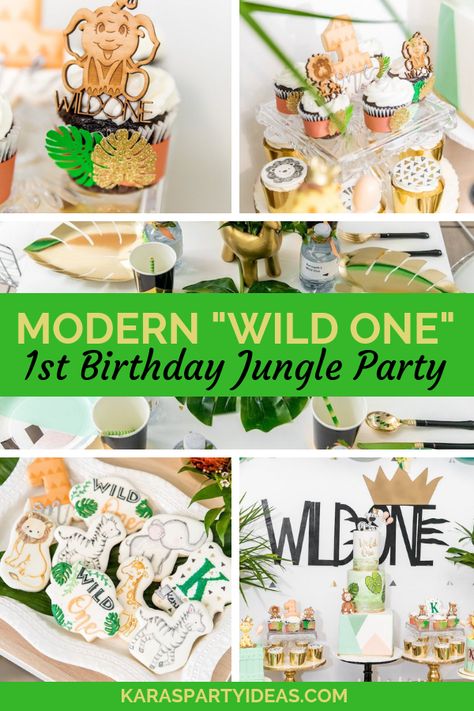 Safari Wild One Birthday Party, Safari Wild One, Neutral Party, Wild Birthday Party, Jungle Decor, Car Birthday Theme, Safari Cakes, Baby Birthday Themes, Two Wild