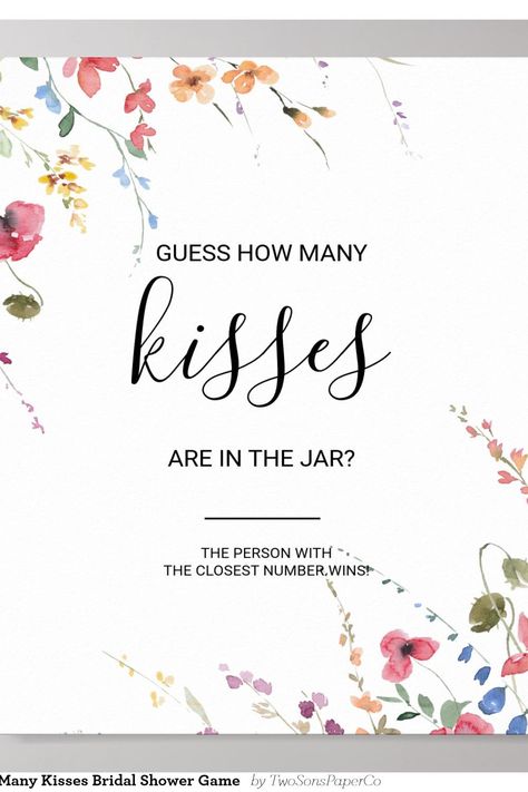 Classic Guess How Many Kisses Bridal Shower Game Poster Kisses Bridal Shower Game, Game Poster, Shower Supplies, Bridal Shower Game, Bridal Shower Games, Shower Games, Wedding Suits, Floral Wedding, How Many