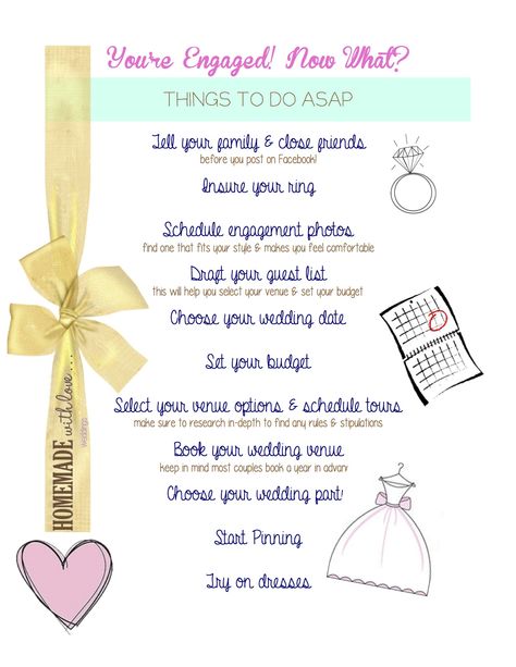 You're Engaged! Now What? :) I’m Engaged, Engagement Checklist Things To Do, Newly Engaged Checklist, Questions To Ask Before Getting Engaged, First Things To Do After Getting Engaged, I Just Got Engaged Now What, Just Got Engaged Now What, Im Engaged Now What Wedding Planning, I’m Engaged Now What