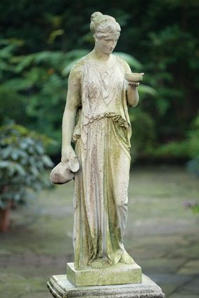 "I feel that my environment reflects my belief in the grace and art and elegance of living simply." Cottage Style Furniture, Charleston Gardens, Bird Baths, Goddess Statue, Garden Fountains, Gorgeous Gardens, Sculptures & Statues, Garden Ornaments, Garden Statues