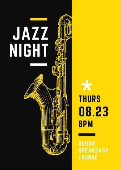 Event Flyer Ideas, Saxophone Illustration, House Concert, Jazz Night, Digital Media Design, Concert Flyer, Music Flyer, Jazz Poster, Music Festival Poster