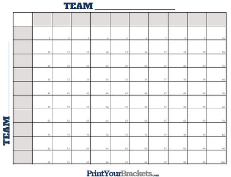 Super Bowl Squares Numbered 1 through 100 Football Squares Board, 100 Square Football Board, Super Bowl Pool Template Squares, Free Printable Superbowl Squares, Super Bowl Squares Printable, Super Bowl Squares Fundraiser, Superbowl Squares Template, Super Bowl Squares Board, Football Squares Template Free Printable