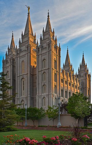 Salt Lake Temple at sunset. Temple Quotes, Lds Artwork, Lds Temple Pictures, Salt Lake City Temple, Mormon Temples, Salt Lake Temple, Temple Pictures, Church Pictures, Ancient Greek Architecture