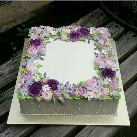 Purple and Grey. Cakes Rectangle, Wedding Sheet Cakes, Cake Sheet, Super Torte, Sheet Cake Designs, Rectangle Cake, Birthday Sheet Cakes, Wedding Purple, Instagram Cake