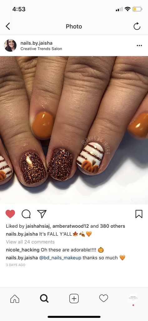 Diy Halloween Nail Art, Nails Pumpkin, Halloween Nail Art Ideas, Thanksgiving Nail Art, Fall Gel Nails, Pumpkin Nails, Fall Nail Art Designs, Thanksgiving Nails, Halloween Nail