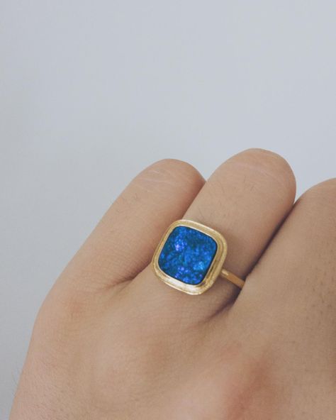 This blue world is featuring a natural Australian blue fire opal, bezel setting with 18k solid yellow gold🦋🐬🩵 from the Get Stoned collection✨ . . . . . #auplusc #myauplusc #blueopal #blueopaljewelry #australianopal #naturalgemstonejewelry #18kgoldjewelry #yellowgoldjewelry #oneofakindjewellery #rarefind #getstonedbyauplusc Bezel Setting Ring, Blue Opal Jewelry, Blue World, Blue Fire Opal, Blue Opal Ring, Bezel Set Ring, Fire Opal Ring, Natural Gemstone Jewelry, Yellow Gold Jewelry