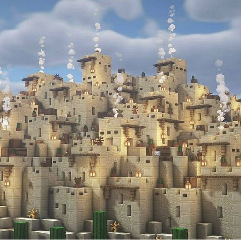 Minecraft Epic Builds, Minecraft Exterior, Minecraft Desert, Desert Village, Minecraft Kingdom, Build Minecraft, Desert Town, Minecraft World, Minecraft Structures