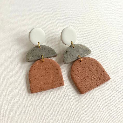 Sanding Clay Earrings, Clay Canvas, Modern Boho Chic, Cinnamon Color, Boho Color, Handmade Clay Jewelry, Cinnamon Spice, Clay Earring, Handmade Clay