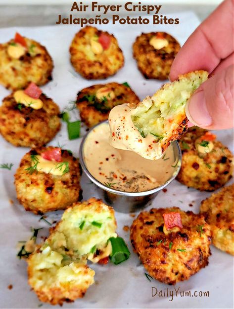 Air Fryer Potato Jalapeño Bites, Jalapeno Balls, Jalapeno Potato, Boxed Mashed Potatoes, Fry Ideas, Popper Bites, Mashed Potatoes From Scratch, Potato Bites Recipe, Jalapeno Bites