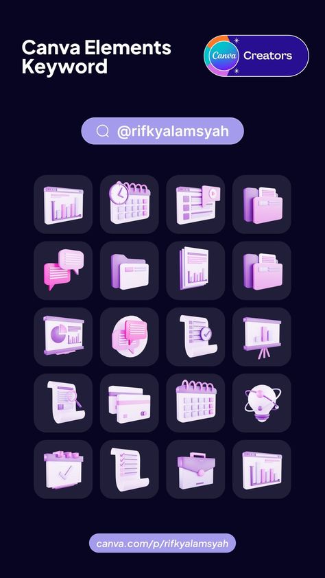 Canva Elements Keyword - Bizz v1.0 3D Icon Se Canva Sets, Canva Keywords Elements, Words For Teacher, Canva Codes, Canva Keywords, Canva Frames, Wedding Planner Binder, Keyword Elements Canva, Illustrator Design Tutorial