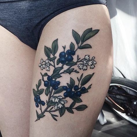 Tattoos Plants, Upper Thigh Tattoos, 16 Tattoo, Fruit Tattoo, Minimal Tattoo Design, Leg Tattoos Women, Floral Tattoo Design, Flowers Botanical, Thigh Tattoos Women