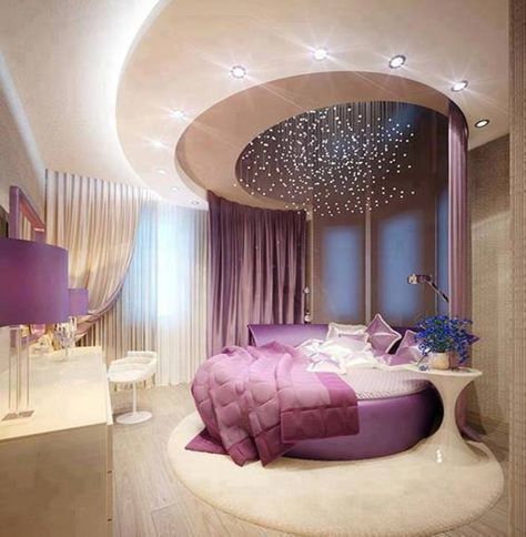 25 of the most beautiful purple bedroom design ideas  #purple #bedroom #decor #color #scheme #purplebedroom Purple Bedroom Design, Royal Bedroom, Round Bed, Purple Bedrooms, Purple Bedroom, Desain Furnitur Modern, Luxury Bedroom Design, Round Beds, Romantic Bedroom