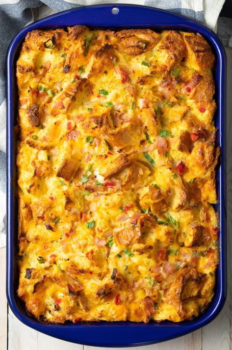 Breakfast Casserole Sausage Bread Eggs Cheese, Cheese Strata Recipe Breakfast Casserole, Sausage And Cheese Strata, Ham And Cheese Strata Egg Casserole, Sausage Strata Overnight, Ciabatta Breakfast Casserole, Make Ahead Oven Dinners, Make Ahead Breakfast Strata, Breakfast Brunch Recipes Make Ahead