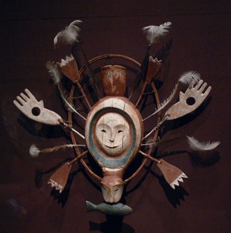 Some very small masks were called finger masks and were often carved from bone or tusks. Native American Masks, Peabody Museum, Alaska Art, Inuit Art, Art Premier, Northwest Coast, Masks Art, Indigenous Art, Native Art