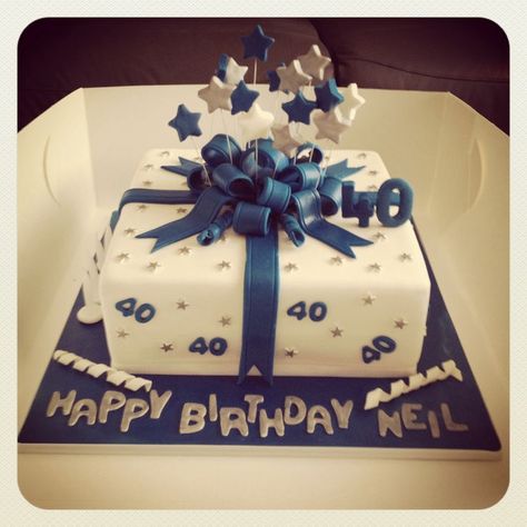 40th Birthday Cakes For Men, Square Birthday Cake, Birthday Cake Pinterest, 90th Birthday Cakes, 20 Birthday Cake, 40th Birthday Cake, Fondant Cakes Birthday, 40th Cake, 70th Birthday Cake