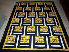 Steelers Quilt, Football Quilt, Sports Quilts, Tshirt Quilt, Quilt Care, Steelers Fan, Scrappy Quilts, Quilt Block Patterns, Printed Quilt