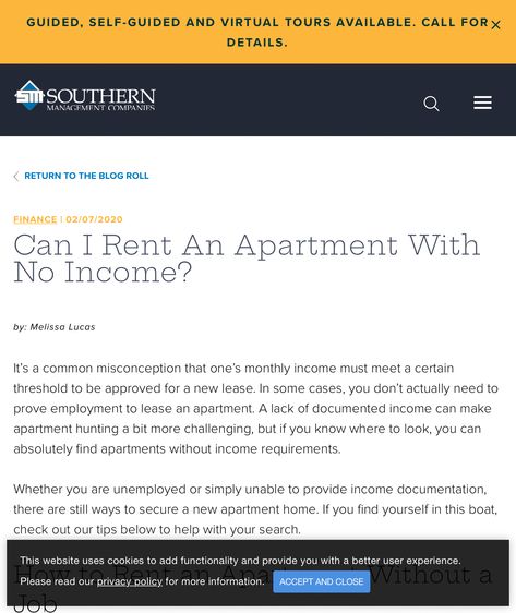 https://www.southernmanagement.com/blog/can-i-rent-an-apartment-with-no-income/ Apartment Hunting, Management Company, Virtual Tour, Illinois, Finance, I Can, Apartment, Canning