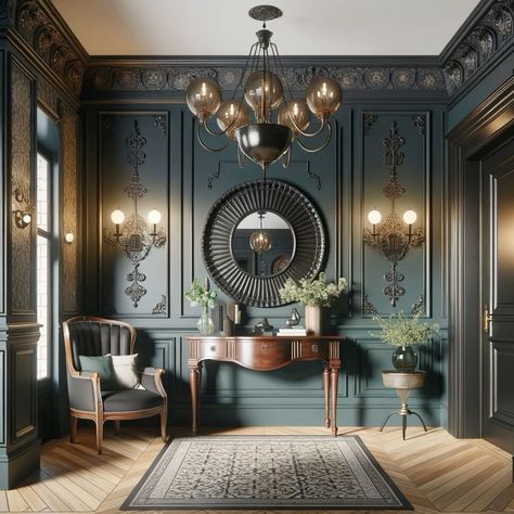 Edwardian Interior Design, Victorian Modern House, Victorian Interior Design 19th Century, Victorian Homes Interior Modern, Moody Entryway, Modern Victorian Homes Interior, Modern Victorian Bedroom Ideas, Victorian Bungalow, Victorian Entryway