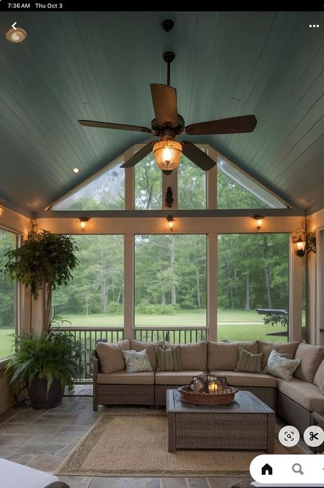 Screened Porches Designs, Interior Screened In Porch Ideas, Screened In Back Porch With Fireplace, Screen Porch Inspiration, Outside Screened In Porch Ideas, Indoor Patio Ideas Screened Porches, Screened In Porch Decorating Ideas Cozy, Screened In Porch Furniture Ideas, Enclosed Back Porch Ideas