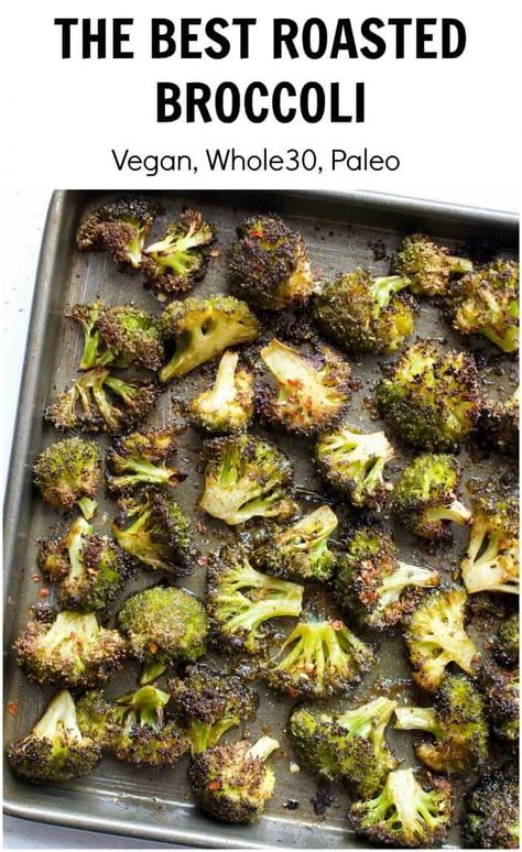 This really is the best Roasted Broccoli. It requires just a handful of ingredients and is easy to make, yet so tasty that even broccoli haters will enjoy it. This has quickly become my go to way to make broccoli and one of my favourite side dishes to serve with dinner. It's Vegan, Paleo, Whole30, Grain Free, Gluten Free, Dairy Free and Specific Carbohydrate Diet Legal. Best Roasted Broccoli, Oven Roasted Broccoli, Roasted Broccoli Recipe, Easy Whole 30 Recipes, Paleo Dishes, Broccoli Recipe, Best Oven, Side Dish Recipes Easy, Roasted Broccoli