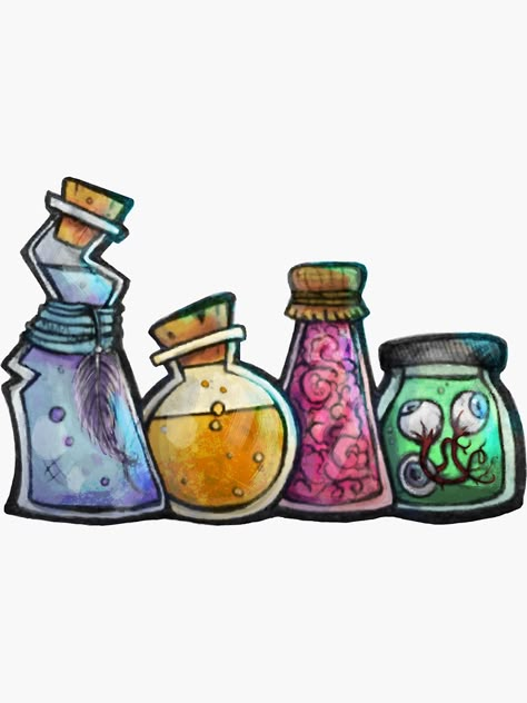 Witches Potion Bottles, Art Paintings Famous, Potion Ideas, Bottle Drawing, Magic Bottles, Potion Bottles, Paintings Famous, 강아지 그림, Arte Sketchbook