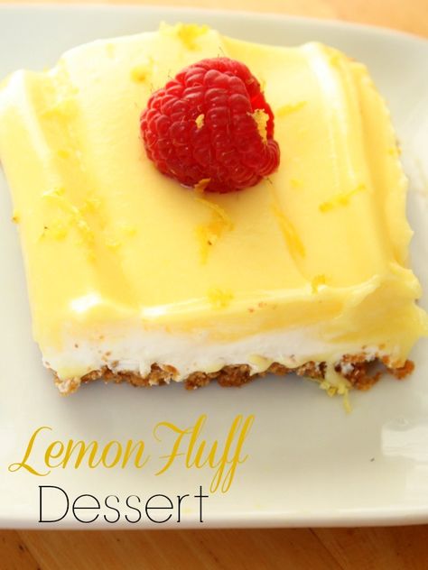 Lemon Fluff Dessert Lemon Fluff Dessert, Fluff Cake Recipe, Fluff Cake, Lemon Fluff, Delicious Lemon Desserts, Fluff Desserts, Six Sisters Stuff, Six Sisters, Layered Desserts